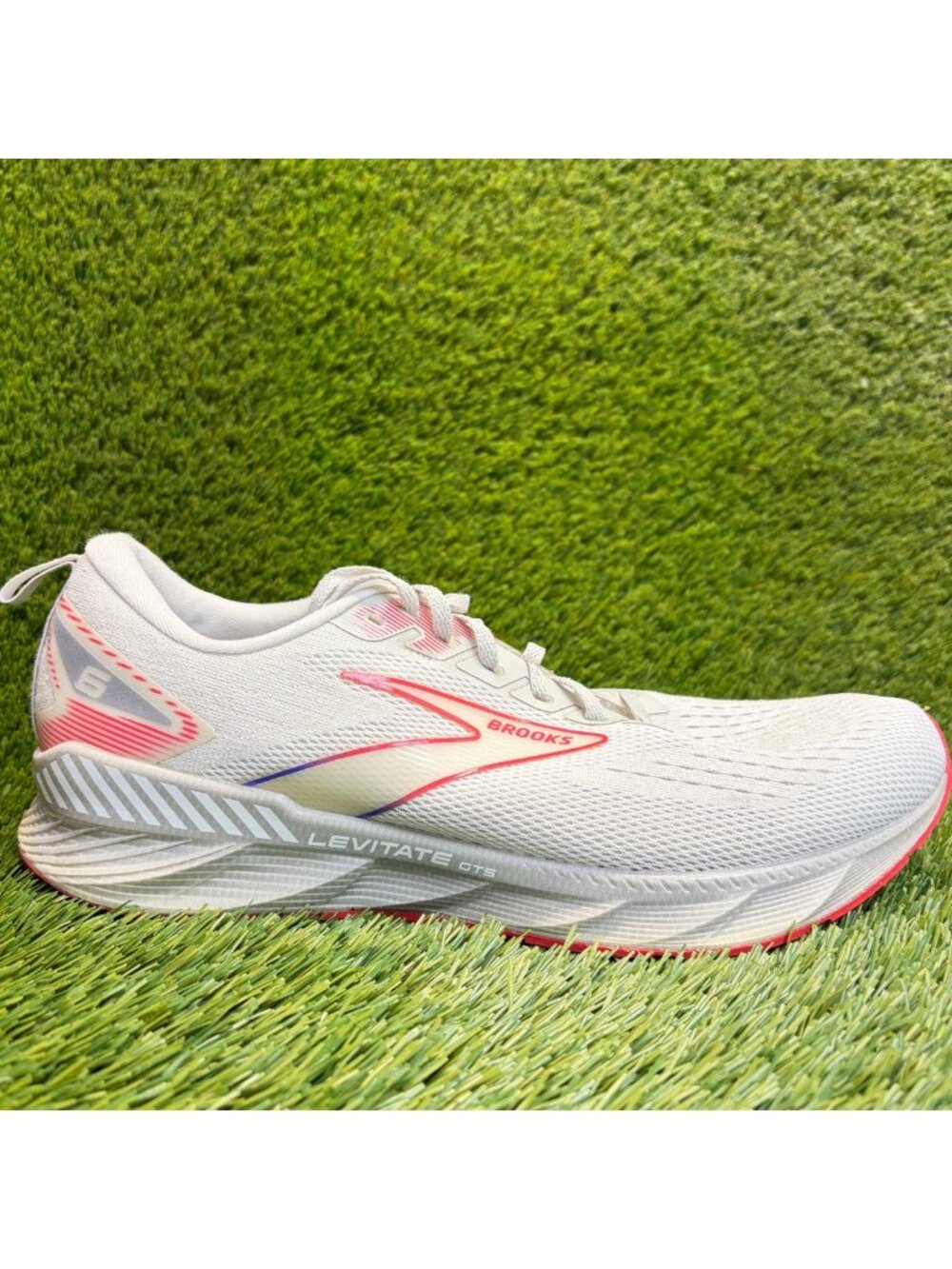 Brooks Levitate GTS 6 Mens Size 12 Gray Red Athletic Road Running Shoes Sneakers